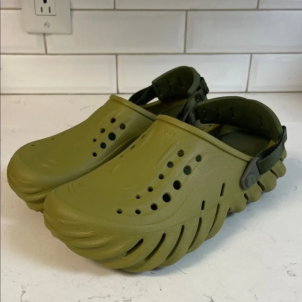 Crocs Echo Clogs 'Olive Green' Mens Size 8 Worn 3-4 Times